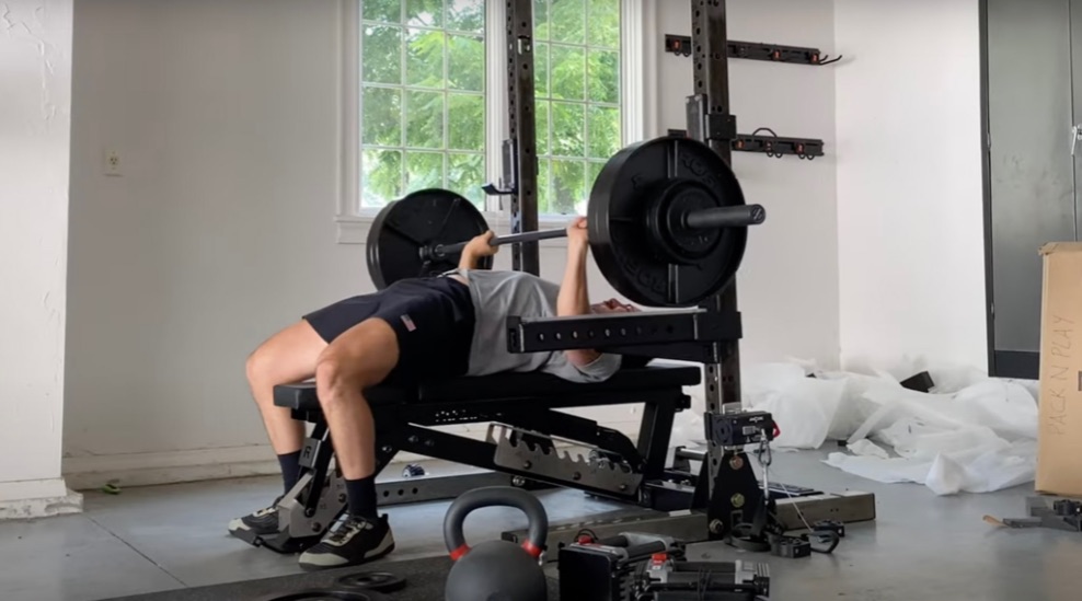 coop testing out the Rogue Adjustable Bench 3.0 