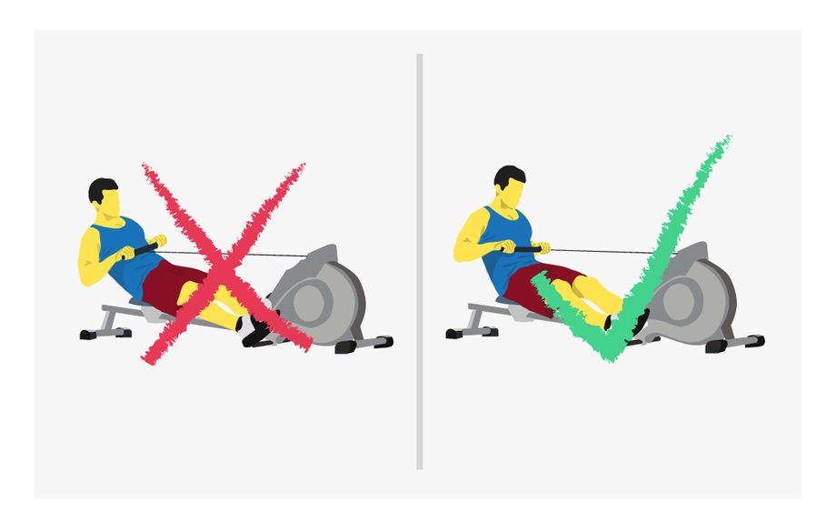 illustration of good and bad rowing form