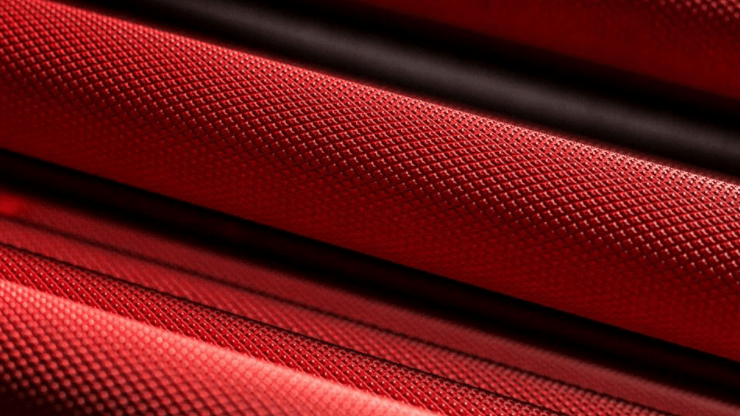 red Rogue Cerakote Ohio Deadlift Bar knurling