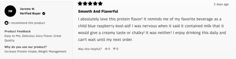 A positive review is shown for SEEQ Clear Whey Protein Isolate powder from the SEEQ website.