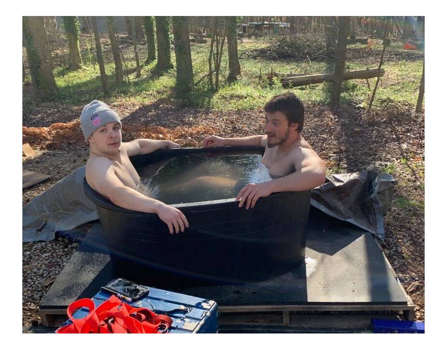 Photo of a DIY cold plunge with a stock tank