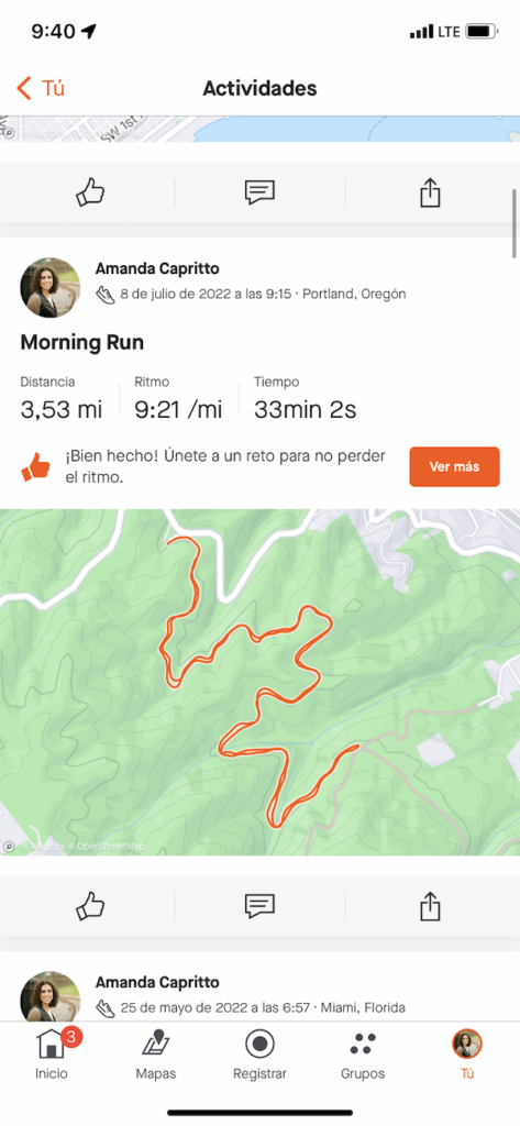 An image of the Strava app