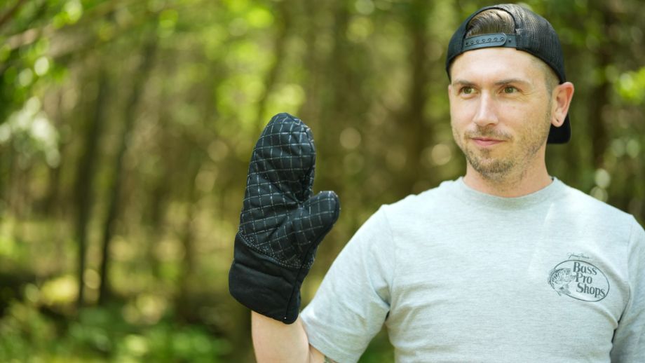 Man showing off the SweatTent protective glove