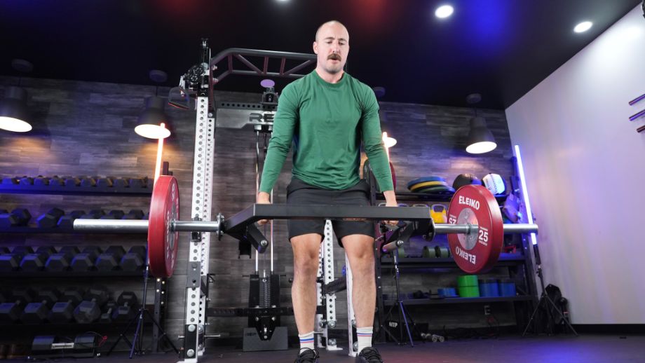 Man mid-deadlift using Titan Open Trap Bar