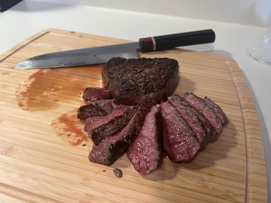 A beautifully sliced steak from Crowd Cow.