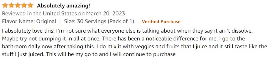 A positive review of the Amazing Grass Green Superfood 2