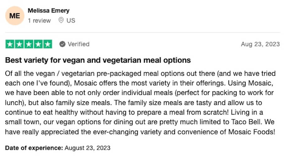 A positive review of the Mosaic Meal Delivery 2