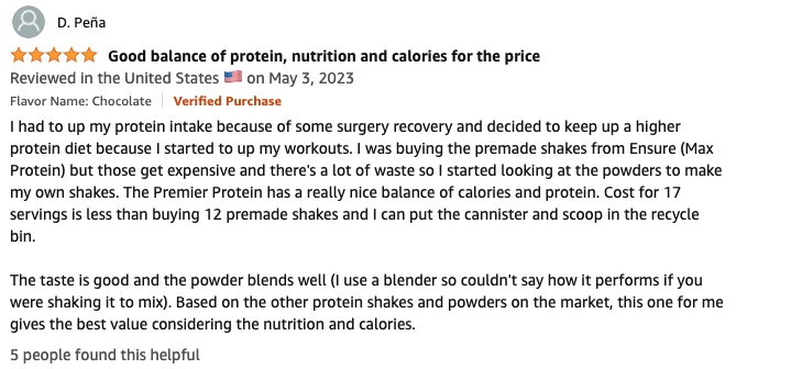 A positive review of the Premier Protein Powder