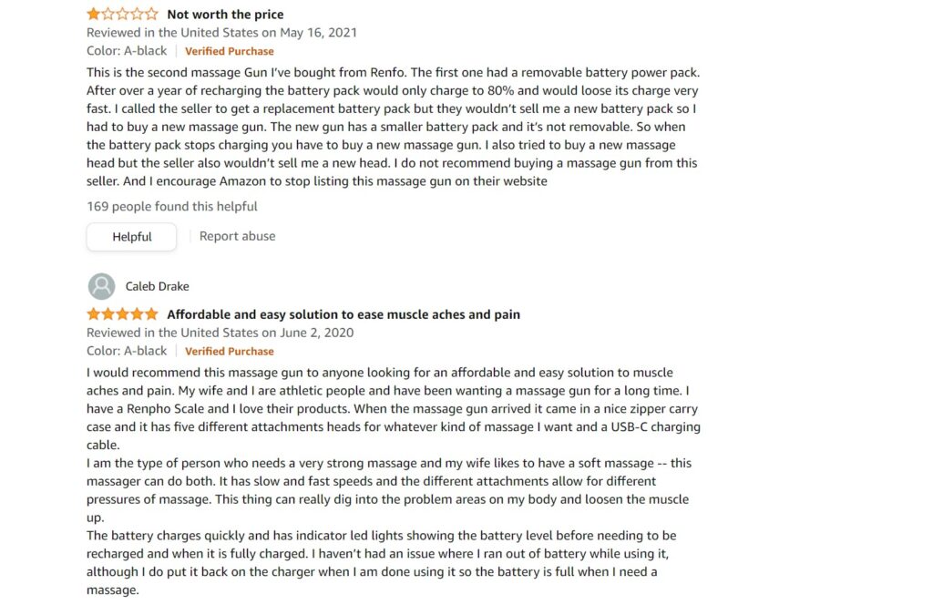 renpho r3 massage gun reviews on amazon