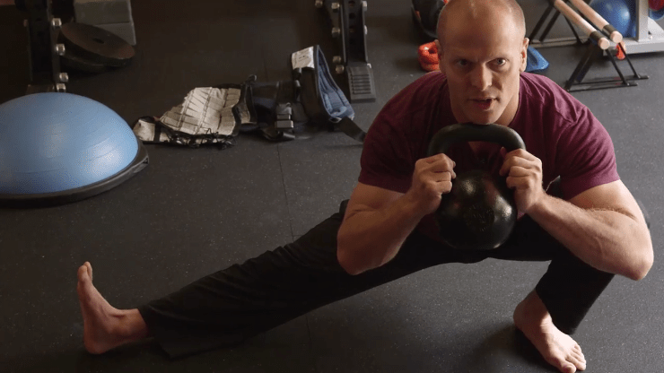 Tim Ferriss using a kettlebell