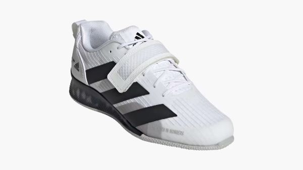 The Adidas Adipower III in white, side view