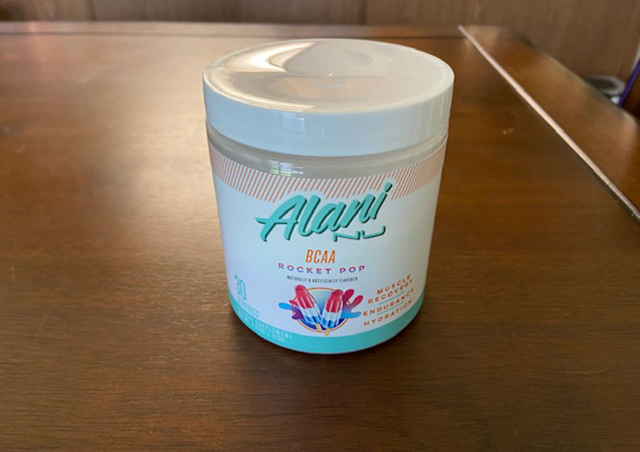 A container of ALani Nu BCAAs is shown.