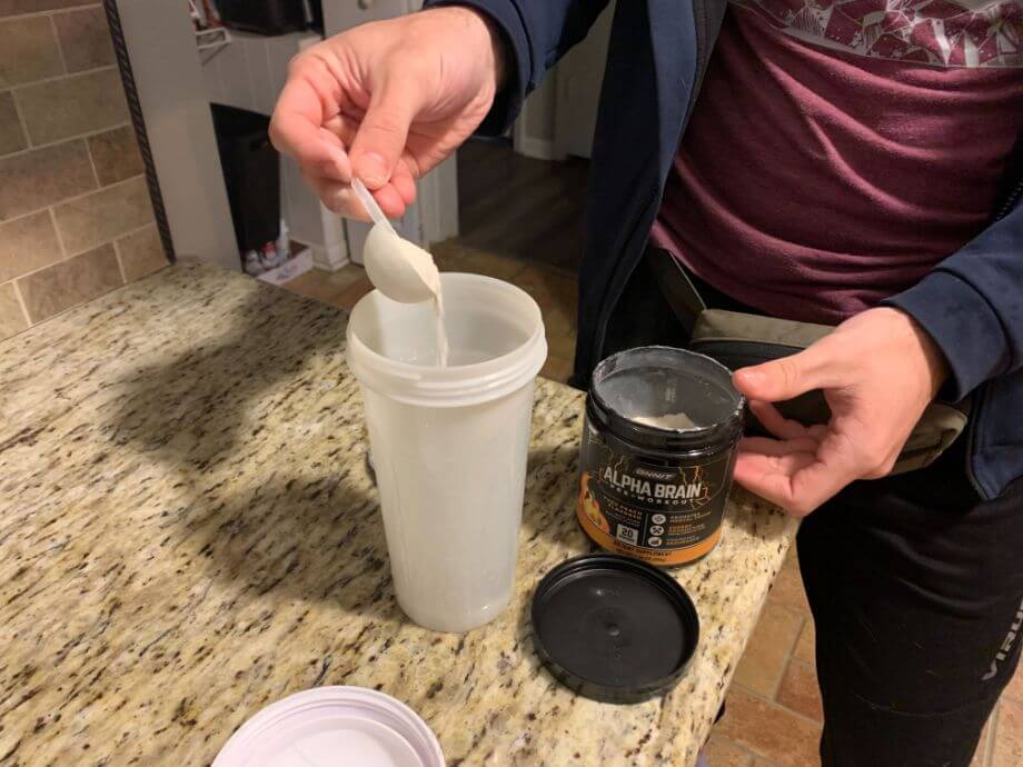 Alpha Brain Pre Workout Going Into Cup