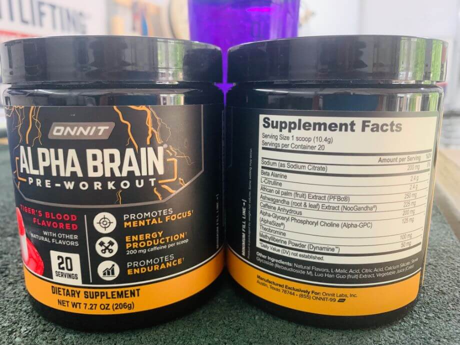 Alpha Brain Pre Workout Nutrition Label