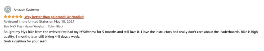 amazon review of myx fitness bike