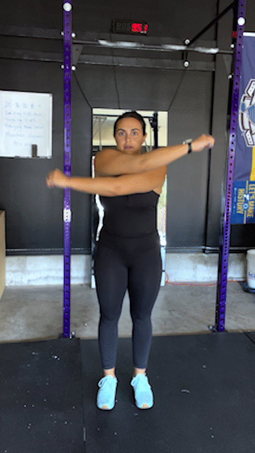person doing arm swings