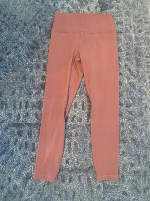 Lululemon Burnt Orange Leggings With Side Pocket & Hidden Pocket