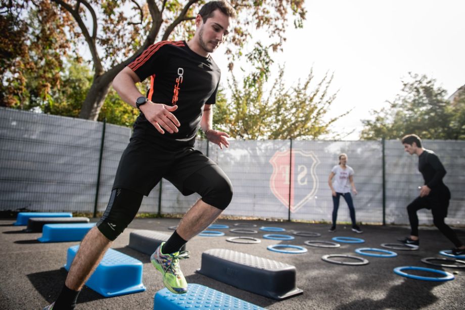 Athletes performing plyometrics