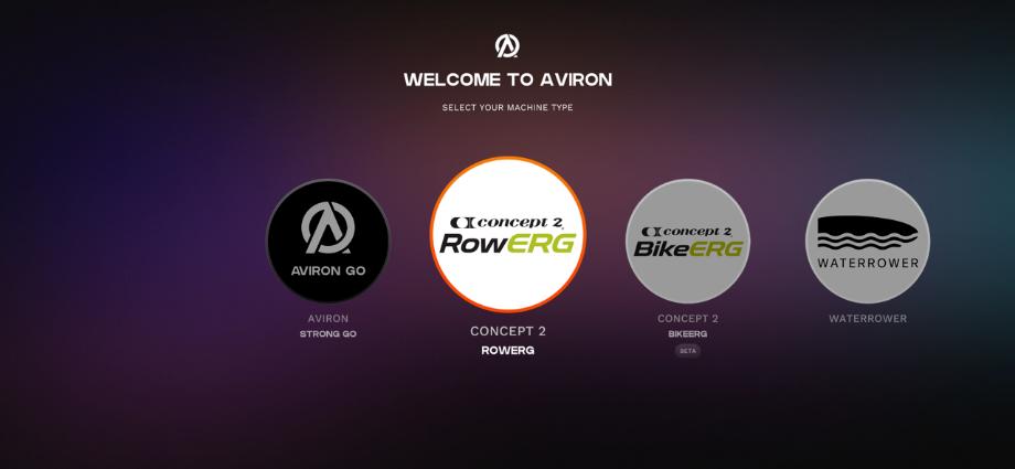 Welcome screen on Aviron app