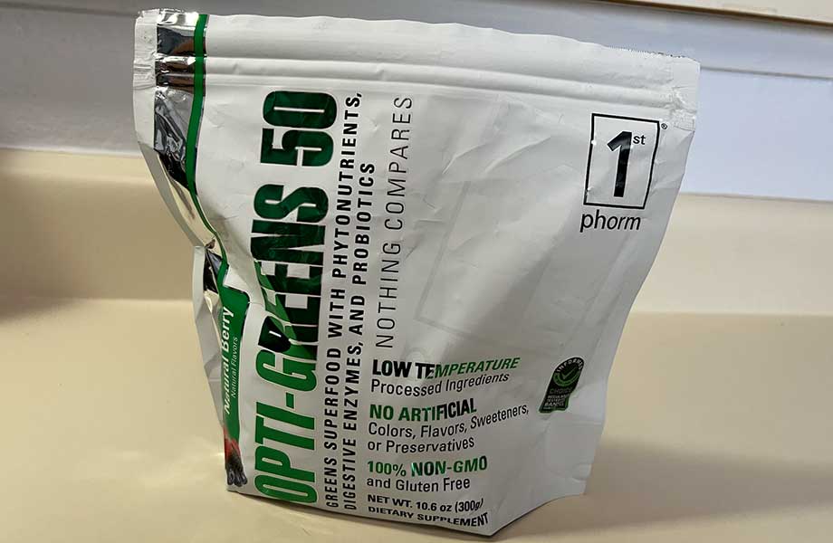 A bag of Opti Greens 50