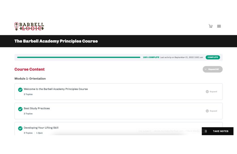 barbell academy principles course modules