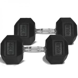 Titan Black Rubber Coated Hex Dumbbells