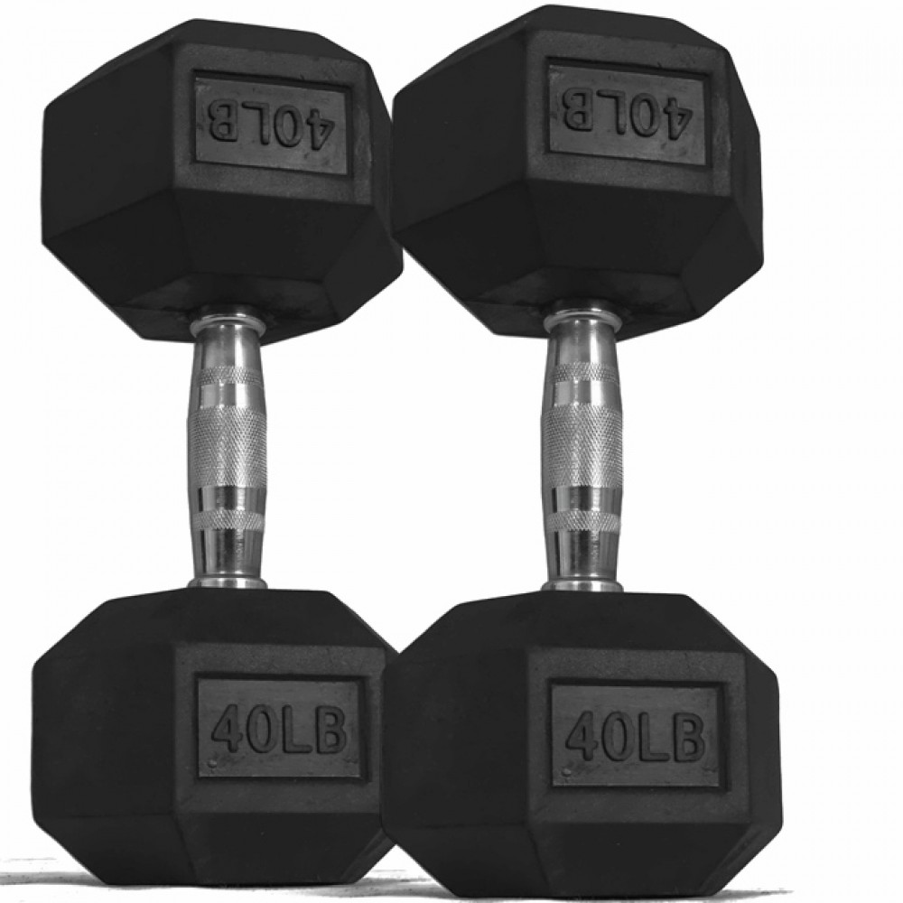 Titan Black Rubber Coated Hex Dumbbells