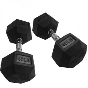 Titan Black Rubber Coated Hex Dumbbells