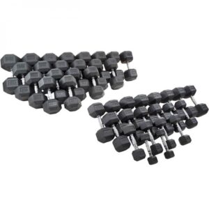 Titan Black Rubber Coated Hex Dumbbells