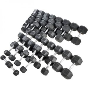 Titan Black Rubber Coated Hex Dumbbells