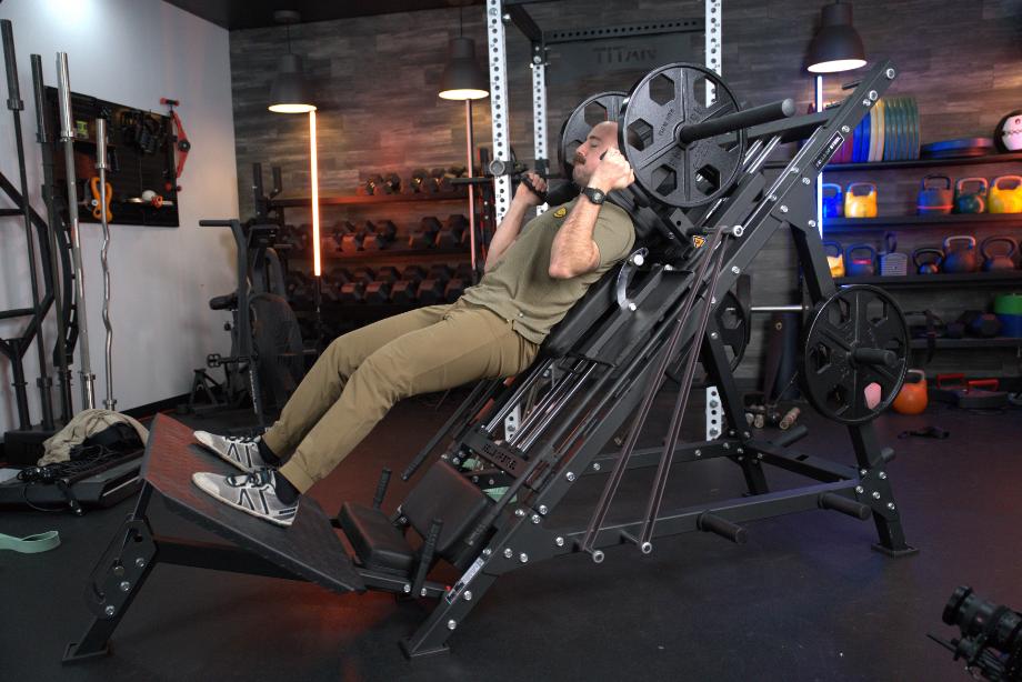 Coop on the Bells of Steel Iso Leg Press and Hack Squat Machine.