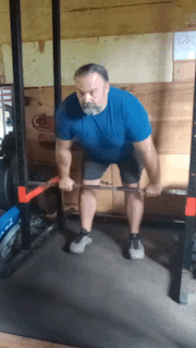 Bent-over row in the squat rack