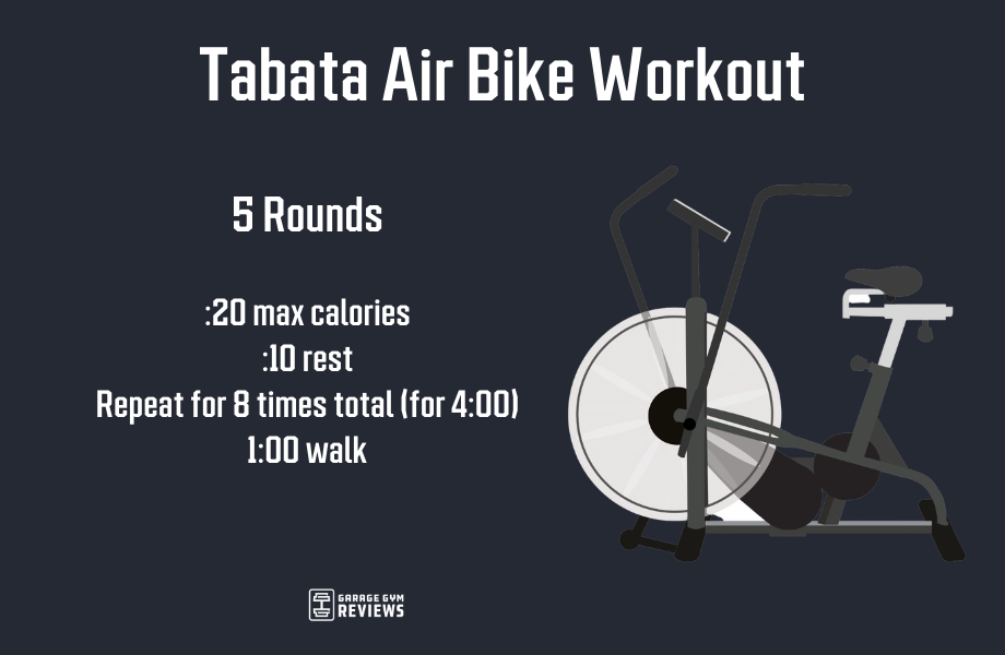 best air bike workouts tabata black and white graphic