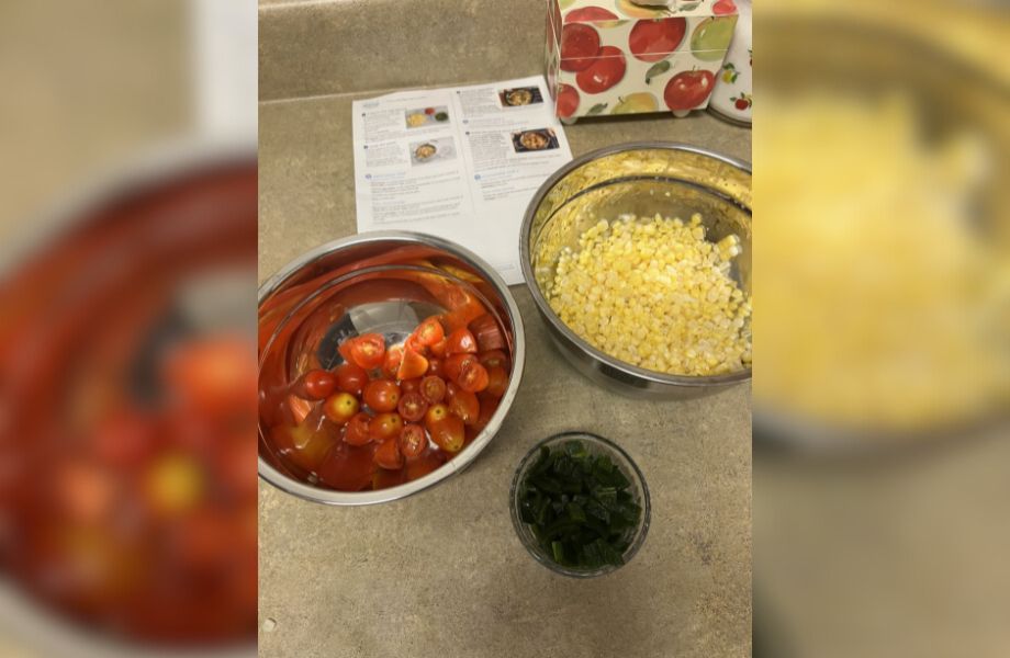 Prepped ingredients for a Blue Apron meal