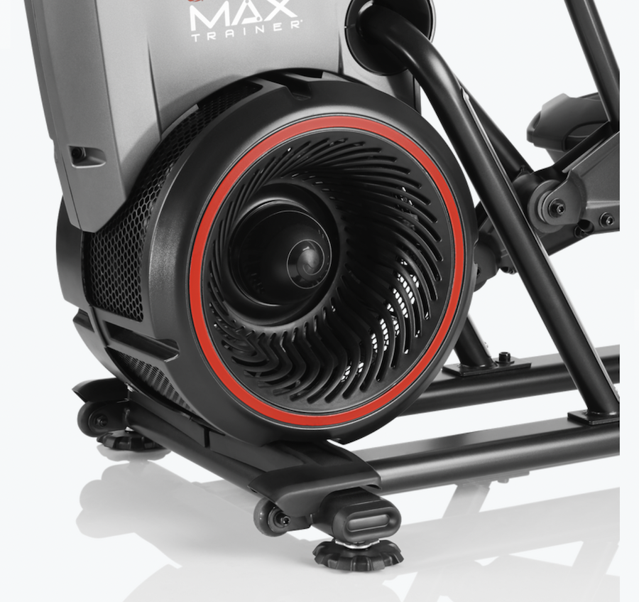An image of the Bowflex Max Trainer M9 feet and flywheel