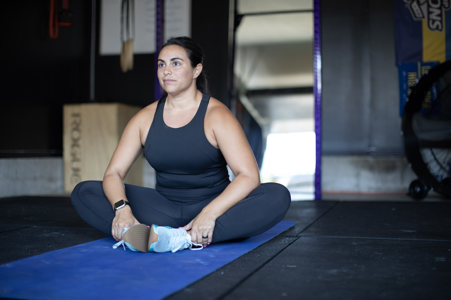 woman doing butterfly stretch