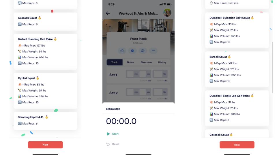 screenshots of caliber app
