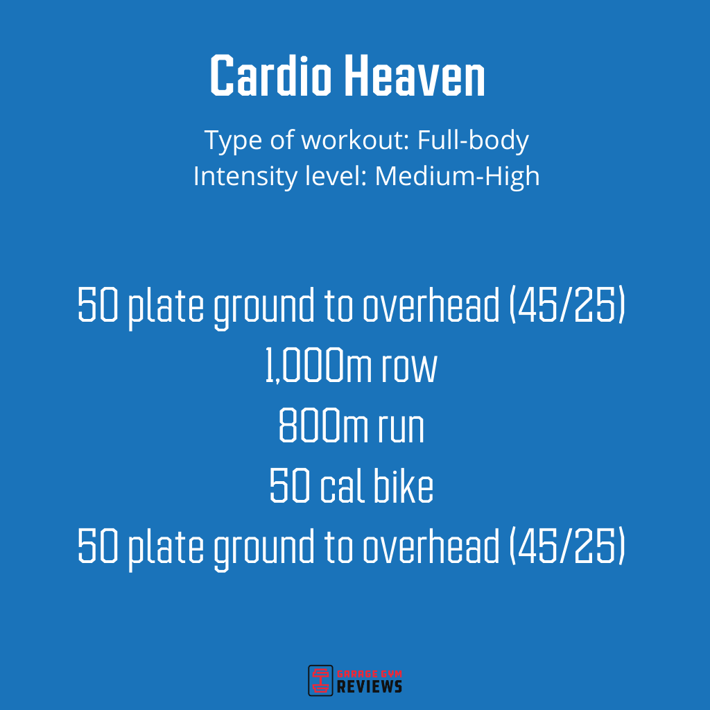 The details of a workout named "Cardio Heaven"