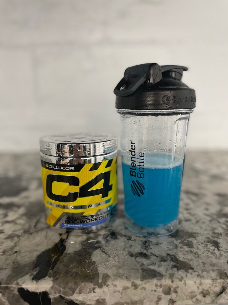 An image of Cellucor C4 pre-workout in a shaker