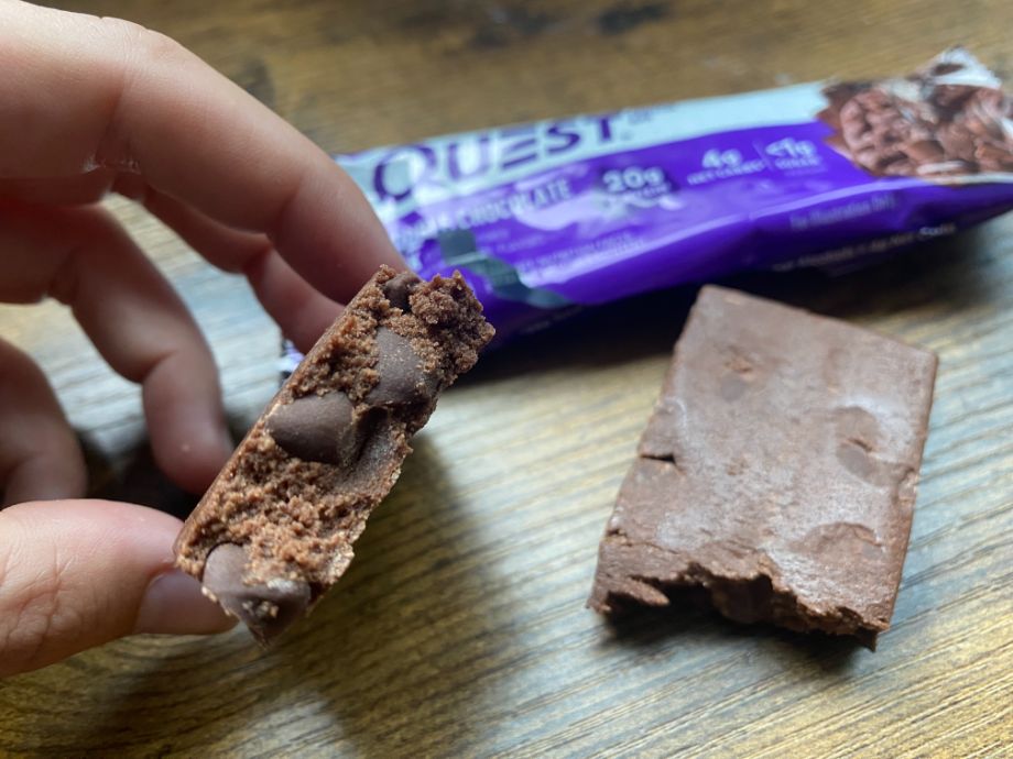 An image of a chocolate Quest protein bar