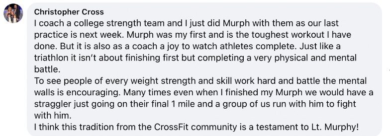 Comment from Christopher Cross regarding Murph