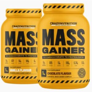 Two tubs of Crazy Nutrition Mass Gainer