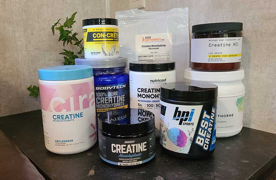 A variety of Creatine Supplements on a shelf