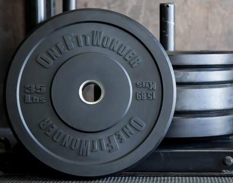 35-pound black bumper plate from OneFitWonder