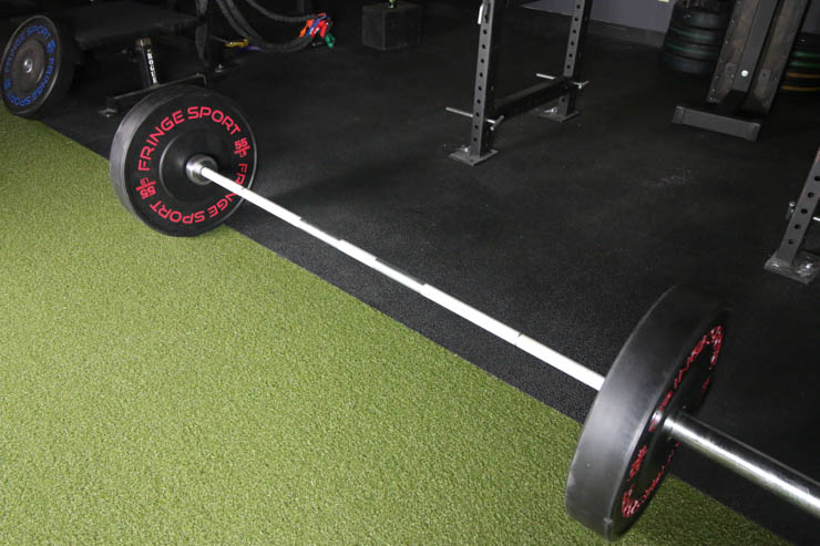 Fringe Sport Bumper Plates on a barbell