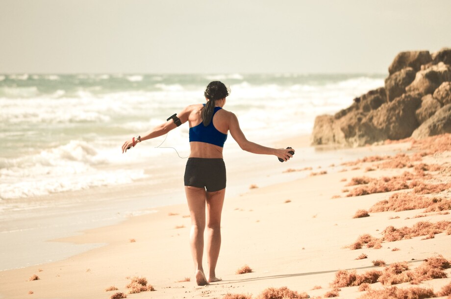 running on the beach