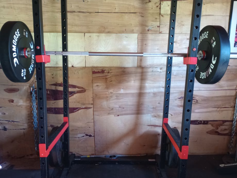 DMoose REgional Barbell review image of bar in squat rack