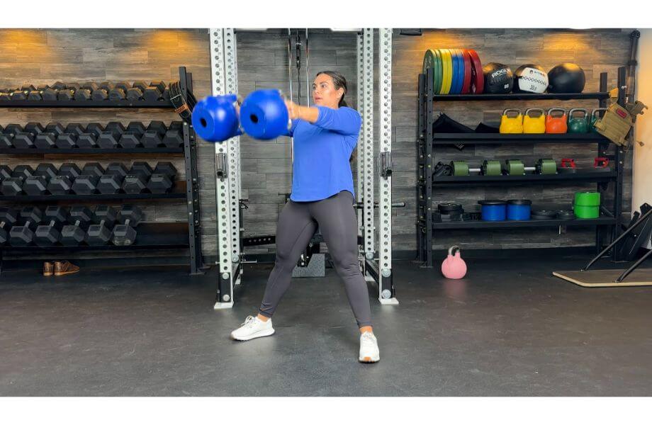 double kettlebell swing front view