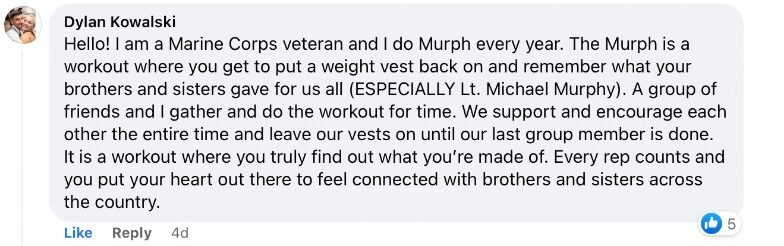 Comment from Dylan Kowalksi regarding Murph