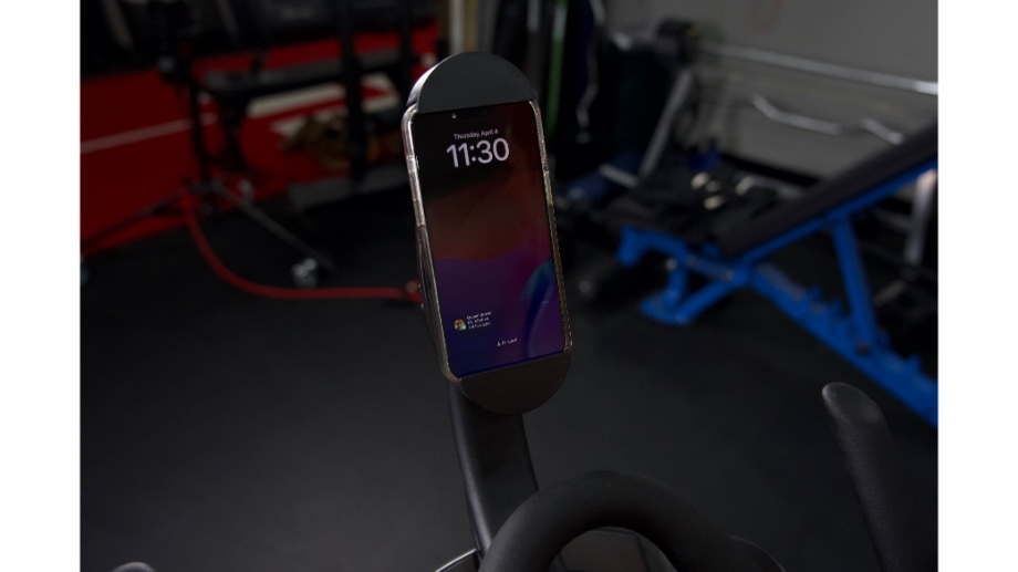 An image of a phone in the Echelon EX-5 phone holder